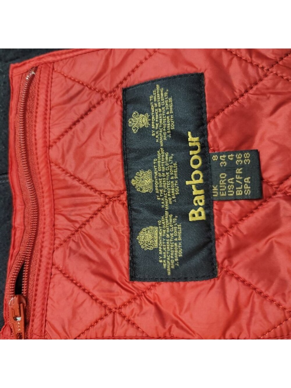 Barbour Wray Gilet Women’s Red Quilted Vest Fleece Lined Full Zip Size US-4 - Picture 7 of 8